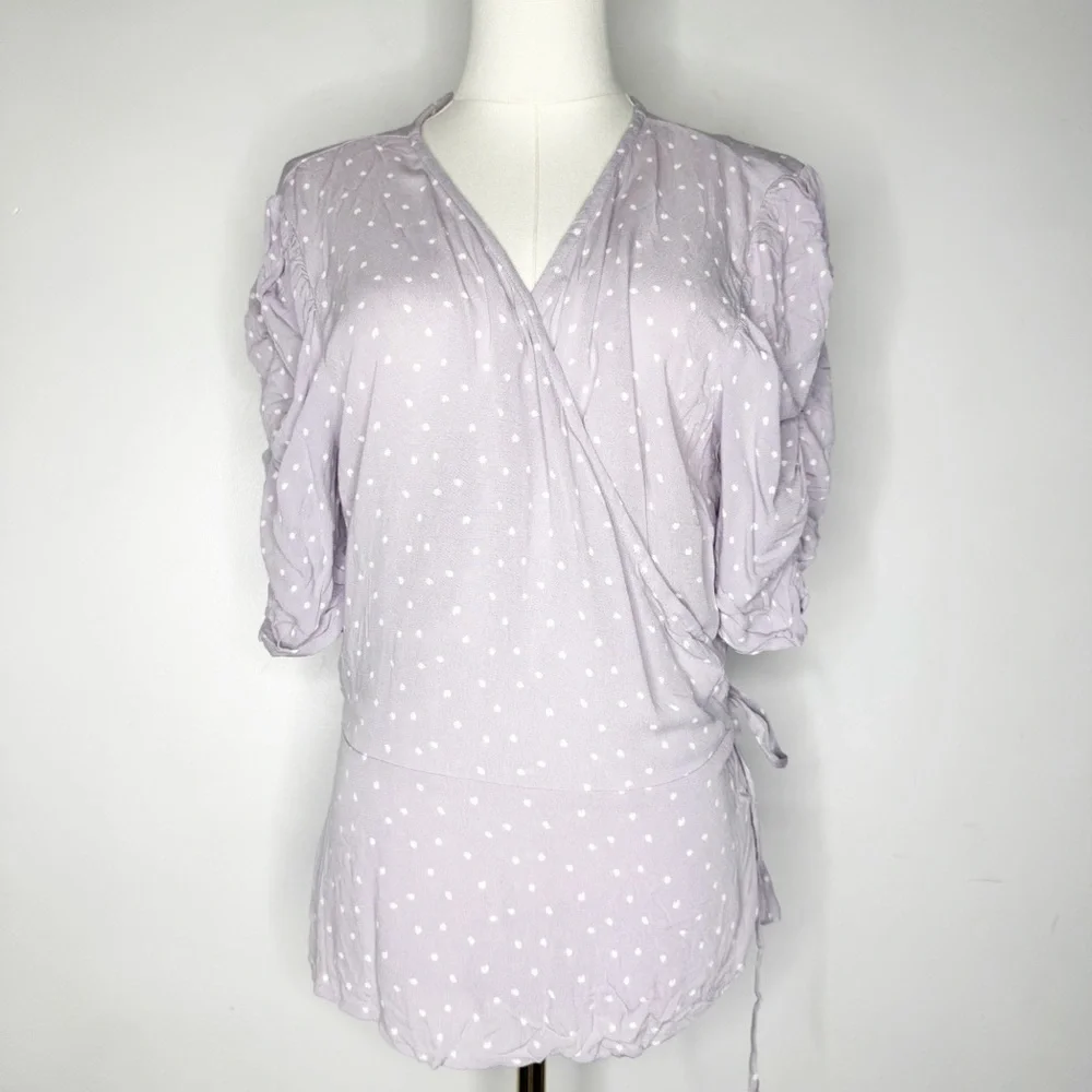 Abercrombie & Fitch Purple Puff Sleeve Wrap Blouse Size XL NwT